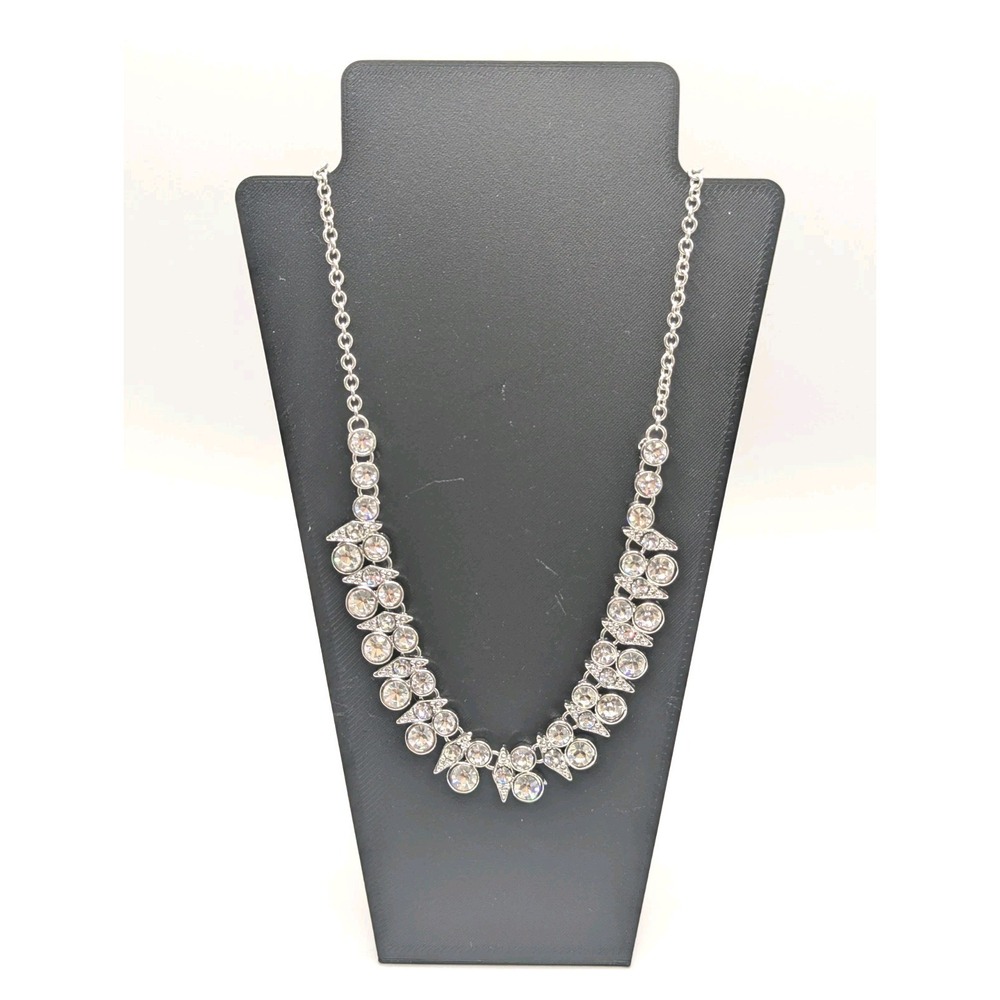 Cookie Lee RHINESTONE SILVER TONE CHAIN NECKLACE  14'' With 3" Extender